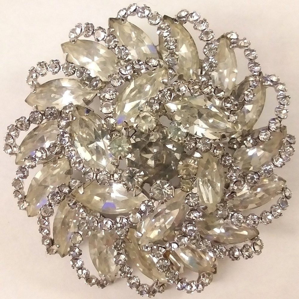 Large Vintage Mid-Century Rhinestone Brooch by Weiss Costume Jewelry